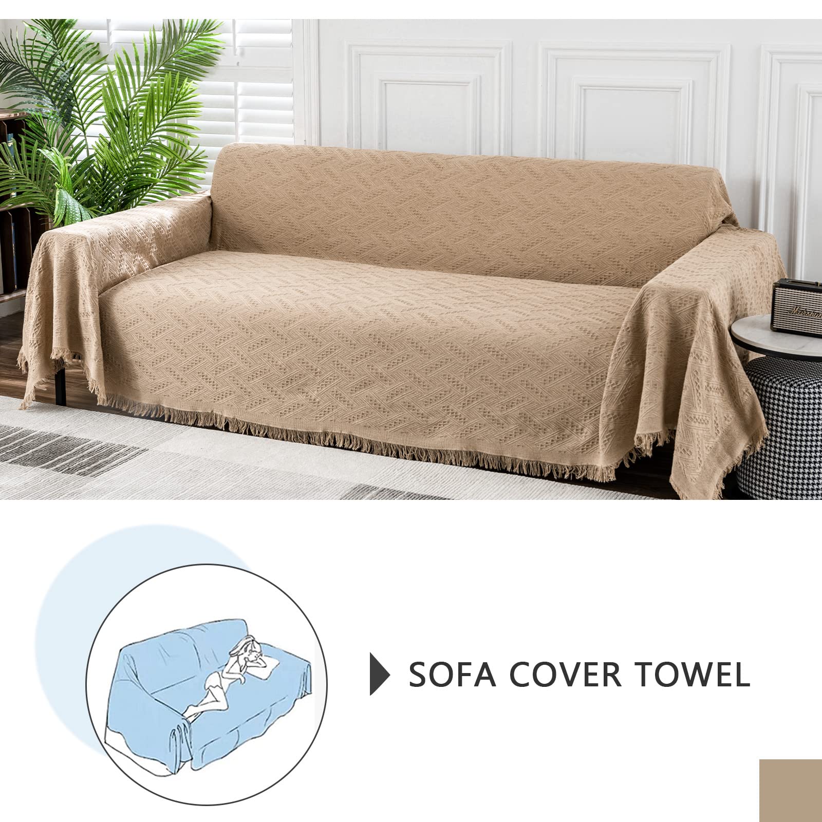 MEETSKY Washable Soft Cotton Blend Sofa Slipcover for Sectional Couch - Farmhouse Modern Decor, Pet-Friendly, Fits Most Sofas (71