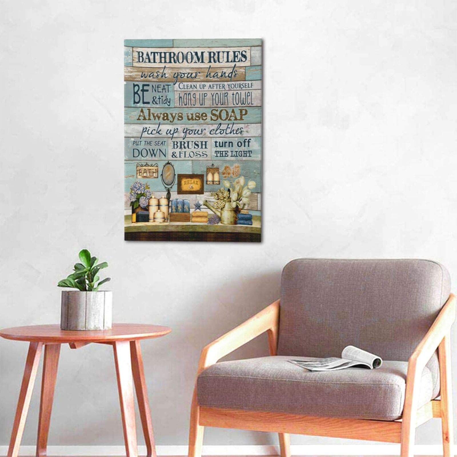 Bathroom Rules Wall Art - Framed Prints for Home & Office Decor