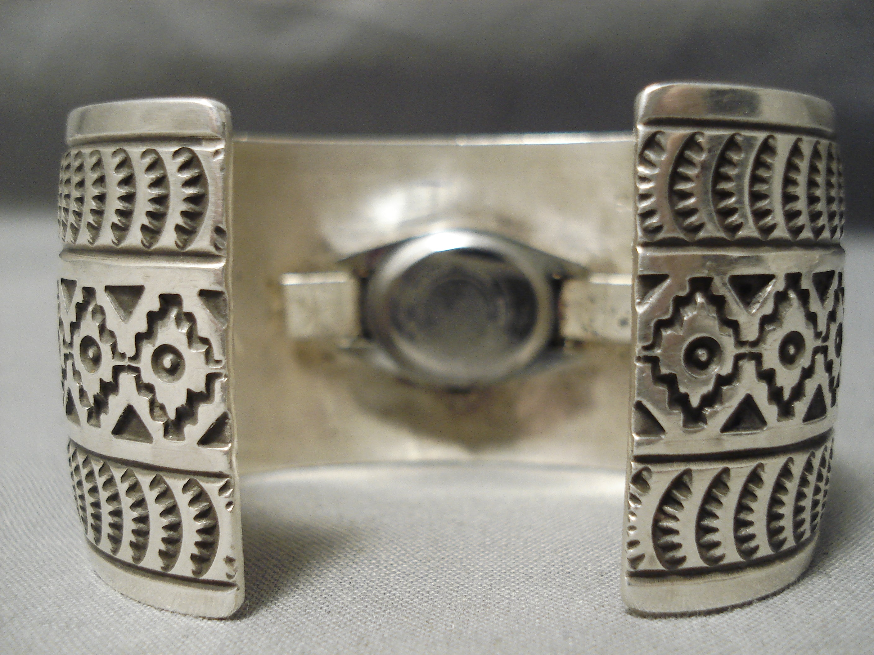 10x Intricate Vintage Native American Navajo Sterling Silver Wide Watch Bracelet - Authentic Handcrafted Jewelry for Women, Perfect for Boho Fashion, Special Occasions & Gift Giving
