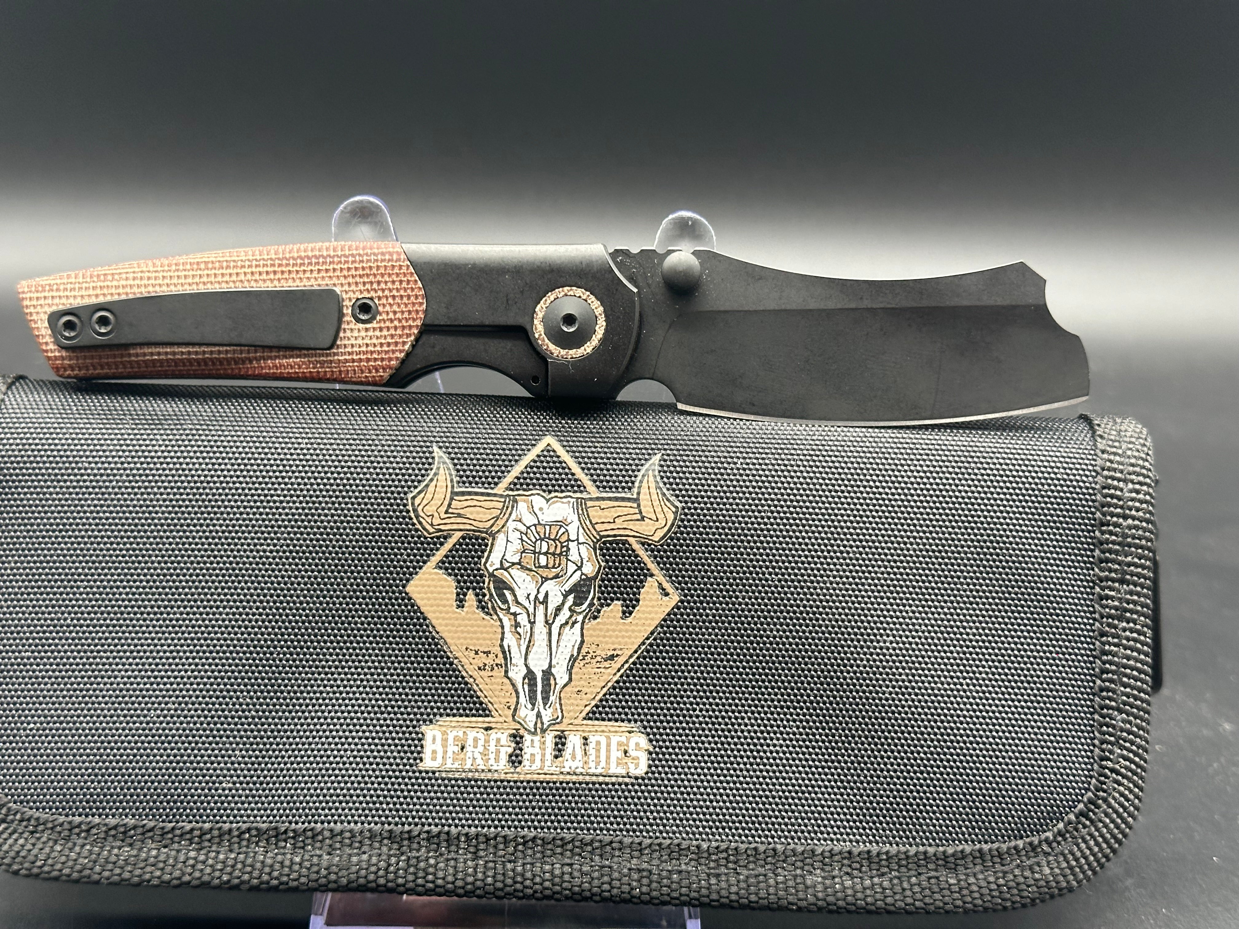 Berg Blades Mini Barber Titanium Folding Knife - Brown Micarta Scales & M390 Steel Blade for EDC, Outdoor Adventures, and Everyday Carry