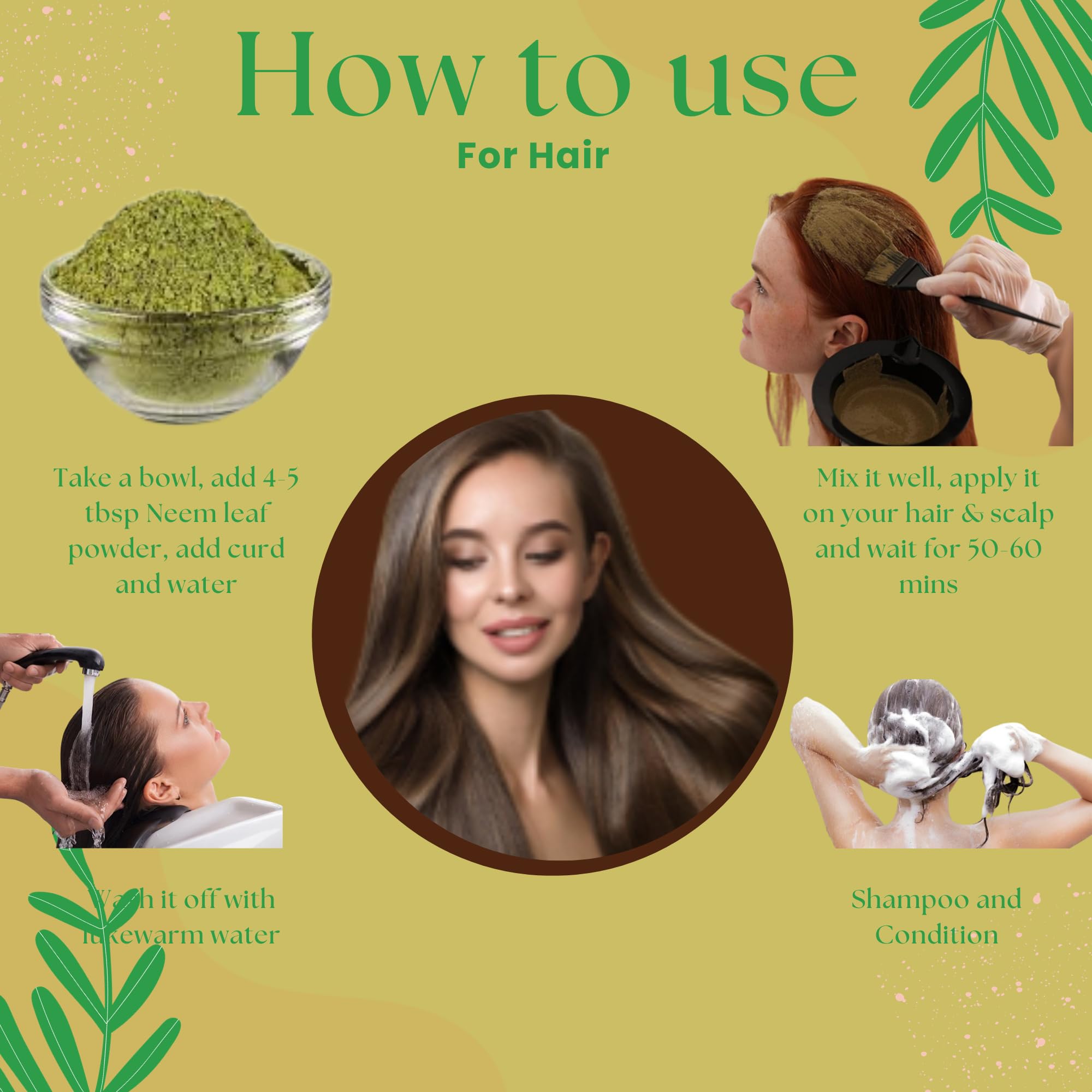 QYKKARE Pure Natural Premium Neem Leaf Powder (Azadirachta indica) - 200g for Hair, Skin & Face Care | Organic Ayurvedic Treatment for Acne, Dandruff & Glowing Skin | DIY Face Mask & Hair Pack