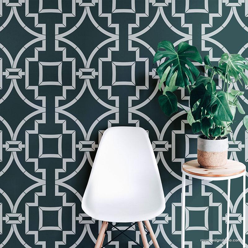 Midtown Trellis Wall Stencil - DIY Home Decor, Wall Painting Template for Indoor & Outdoor Use - Perfect for Living Room, Bedroom, and Garden Accent Walls