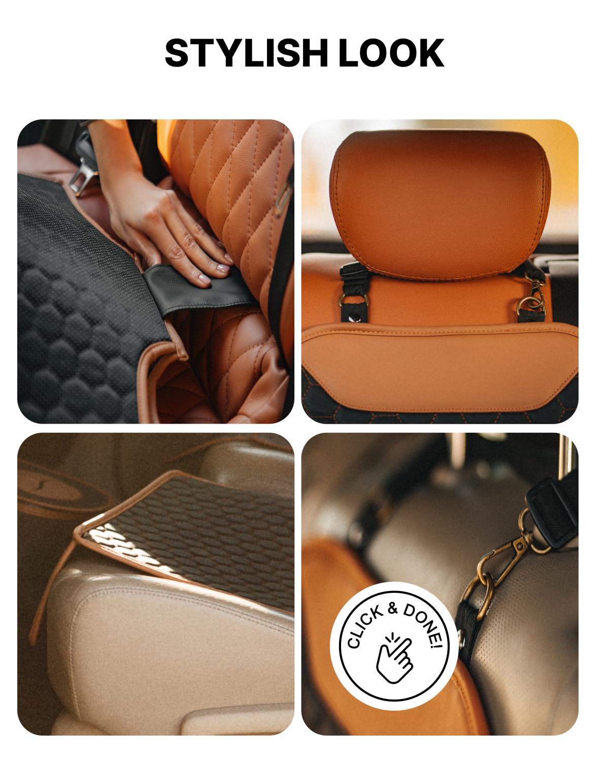 Premium Leather Car Seat Protector for Child Safety Seats - Waterproof & Scratch-Resistant Infant Car Seat Cover for Back Seat or Front Booster Seat | Protects from Dirt, Spills & Wear | Ideal for Family Travel, Daily Commutes & Road Trips (1pc, Hexy Design)