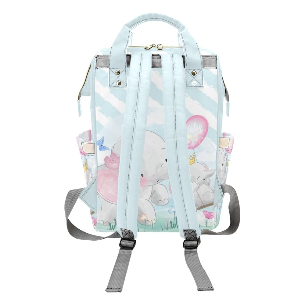 Personalized Elephant Diaper Bag for Mom - Custom Name Waterproof Nursing Tote & Mummy Backpack - Perfect for Baby Travel, Outdoor Activities and Daily Use