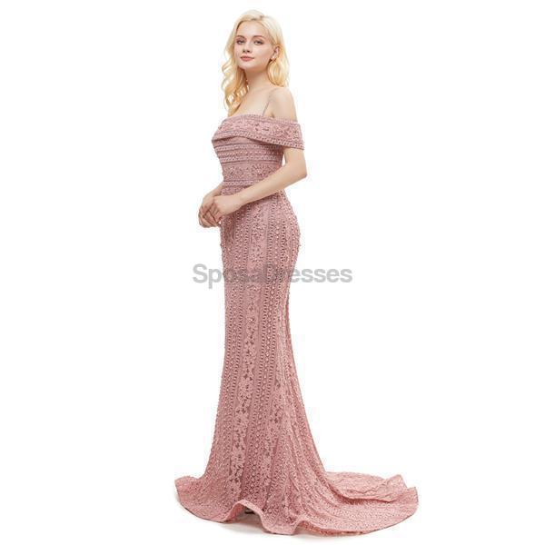 Elegant Off Shoulder Dusty Pink Lace Mermaid Prom Dress for Evening Parties & Formal Events - Perfect for Homecoming, Prom Night & Special Occasions