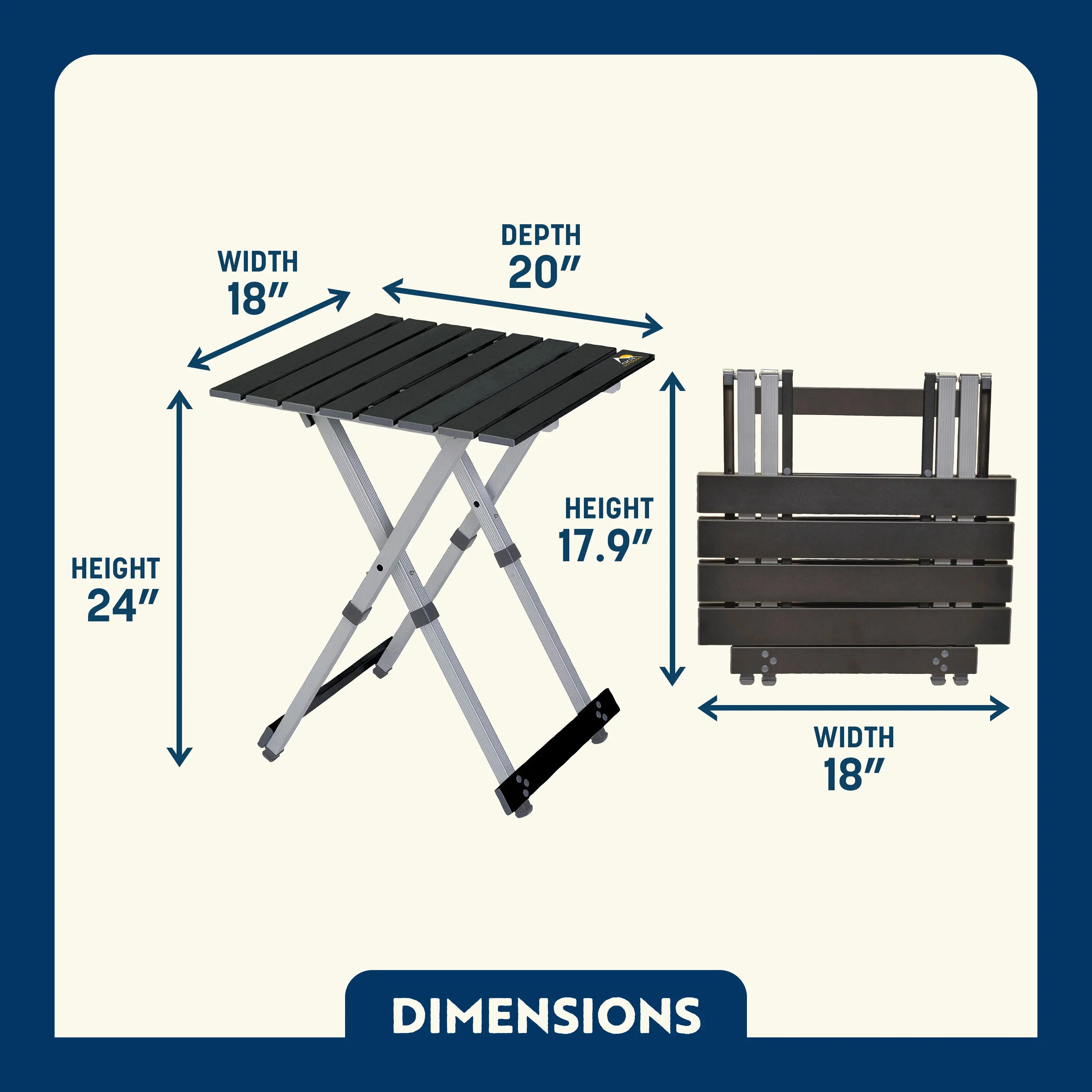 Compact Camp Table 20™ - Lightweight Portable Folding Table for Outdoor Camping, Picnics, Beach & Backpacking | Perfect for Camping Gear, Tailgating & RV Travel