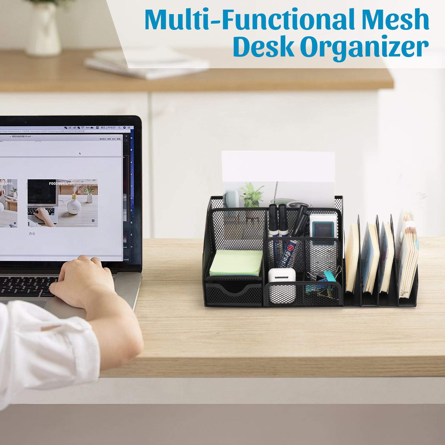 SANWICH Mesh Desk Organizer Set - 7 Compartment Office Desk Organizer with Pencil Holder & Pen Storage for Office Supplies | Perfect for Home Office, School & Workspace Organization