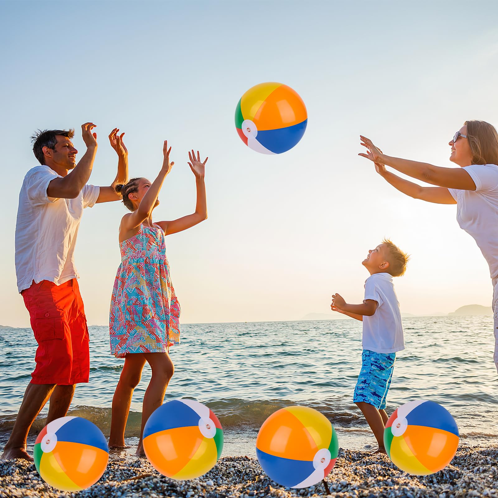 24PCS 8-Inch Inflatable Beach Balls Bulk - Colorful Summer Pool Toys for Kids, Adults, Family Water Games & Beach Party Supplies | Perfect for Swimming Pools, Backyard Parties, Ocean Vacations