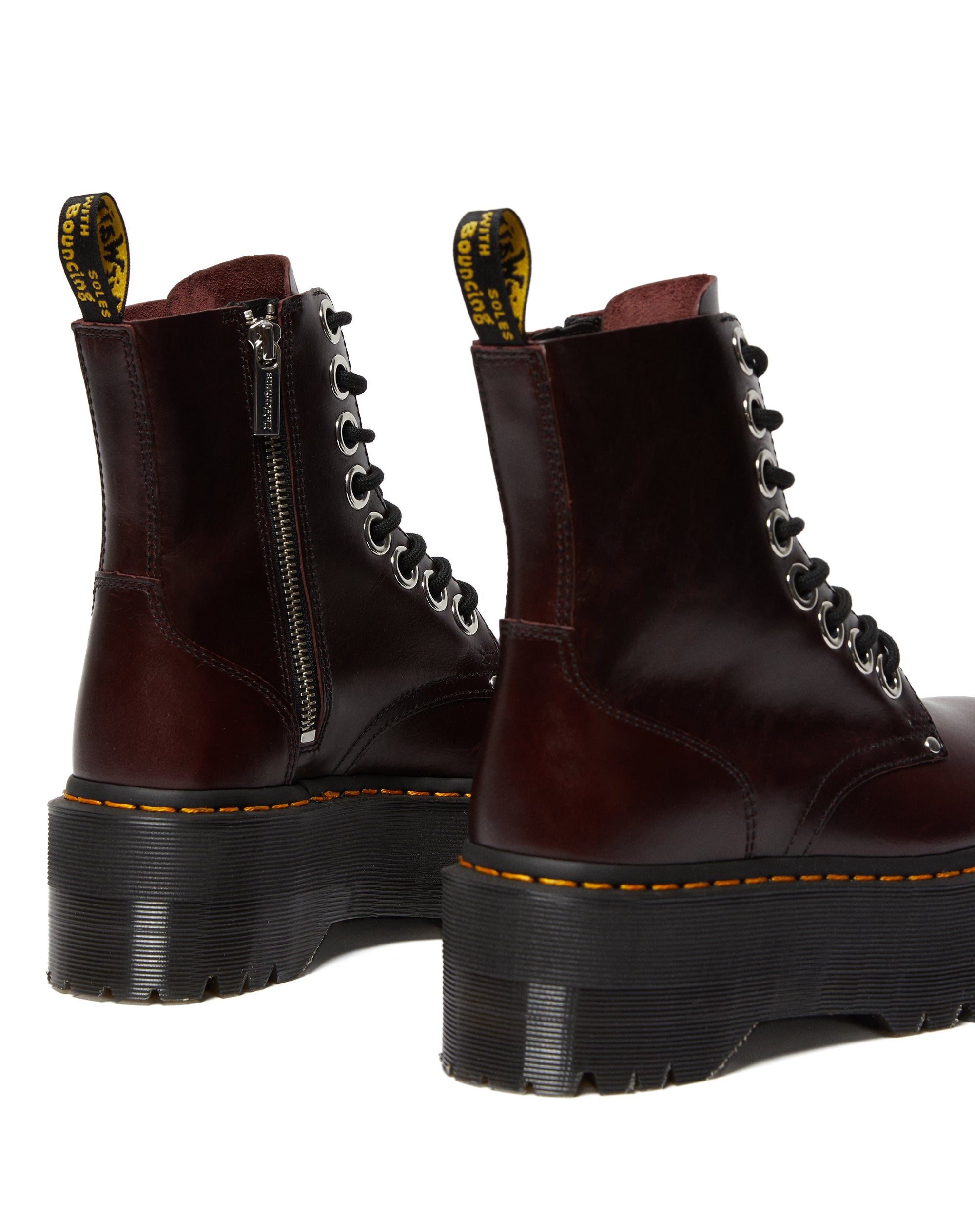 Dr. Martens Jadon Max Oxblood Leather Platform Boots for Women - Punk Style Chunky Heel Ankle Booties for Everyday Wear & Night Out