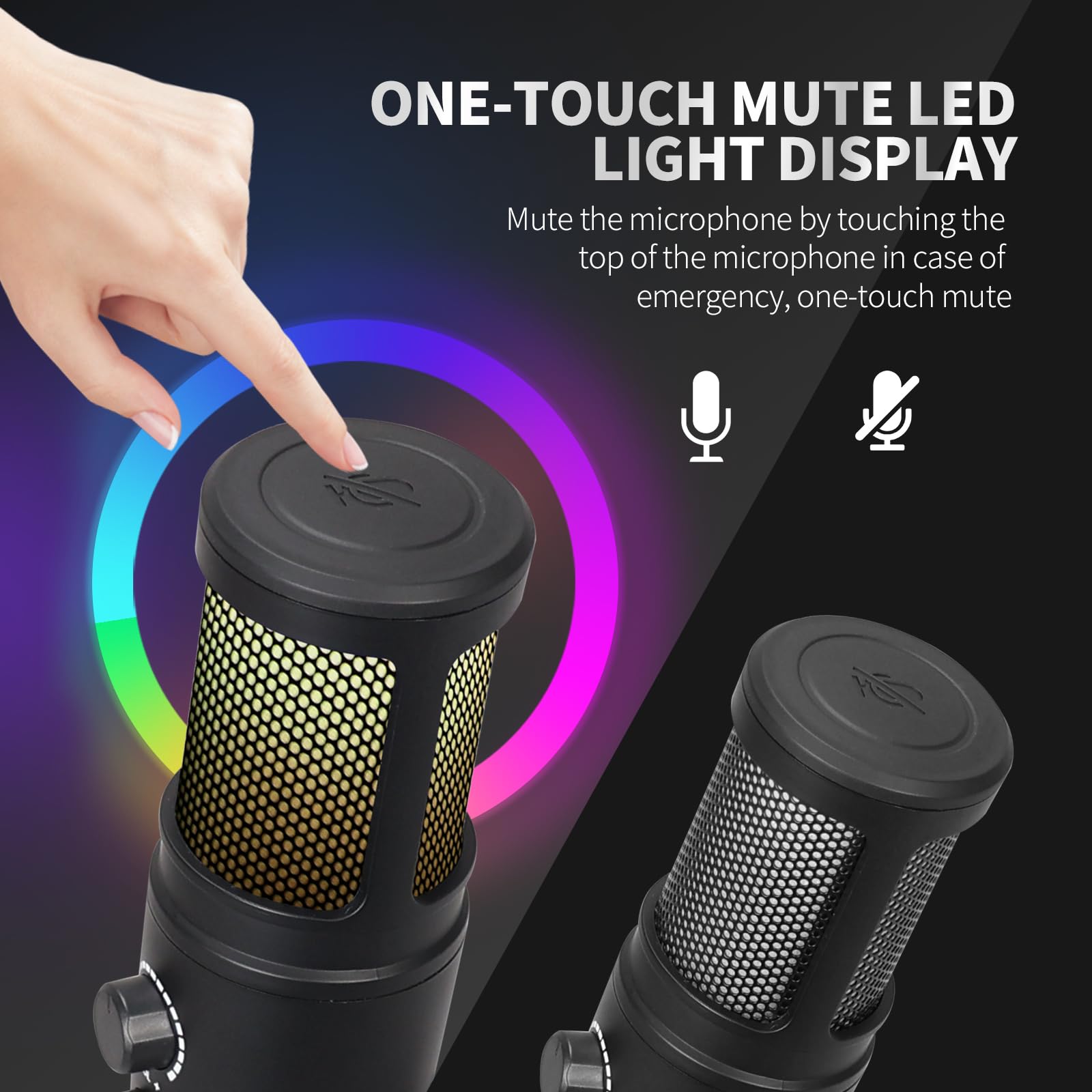 RGB USB Condenser Microphone for Live Streaming, Gaming & Podcasting - Professional Studio Quality Sound with Dynamic Lighting for PC, Mac & Competitive Recording