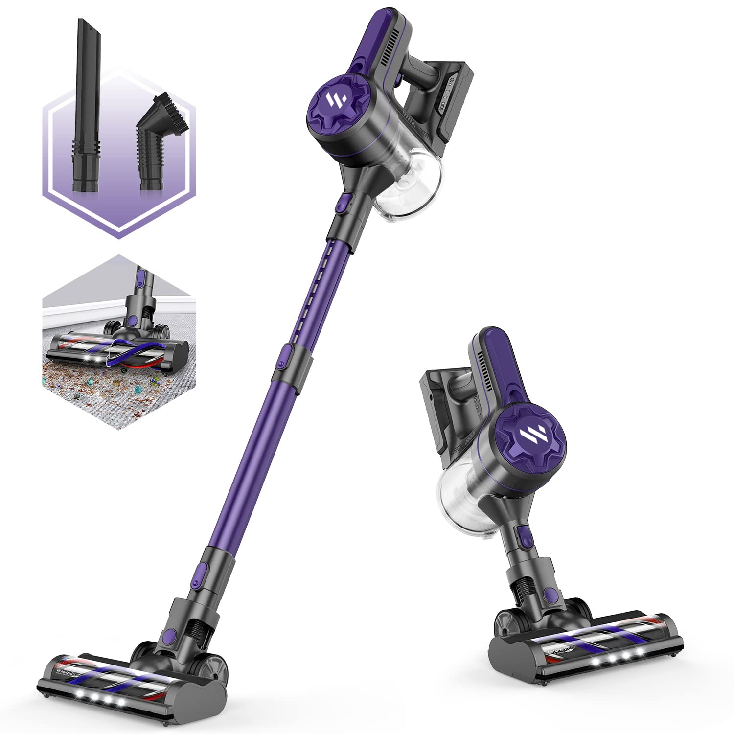 Powerful 250W Cordless Vacuum Cleaner with 80000 RPM Brushless Motor - Lightweight Stick & Handheld Vacuum for Hard Floors, Carpets, Pet Hair - Perfect for Home, Car, and Office Cleaning