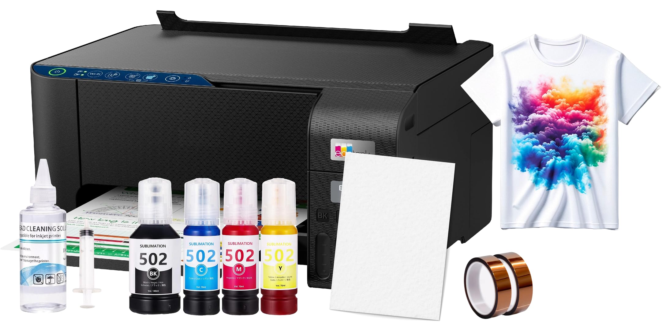 Sublimation Heat Transfer Printer Bundle for T-Shirts, Ceramic Mugs & Bags - Professional Heat Press Machine for DIY Printing & Custom Gifts
