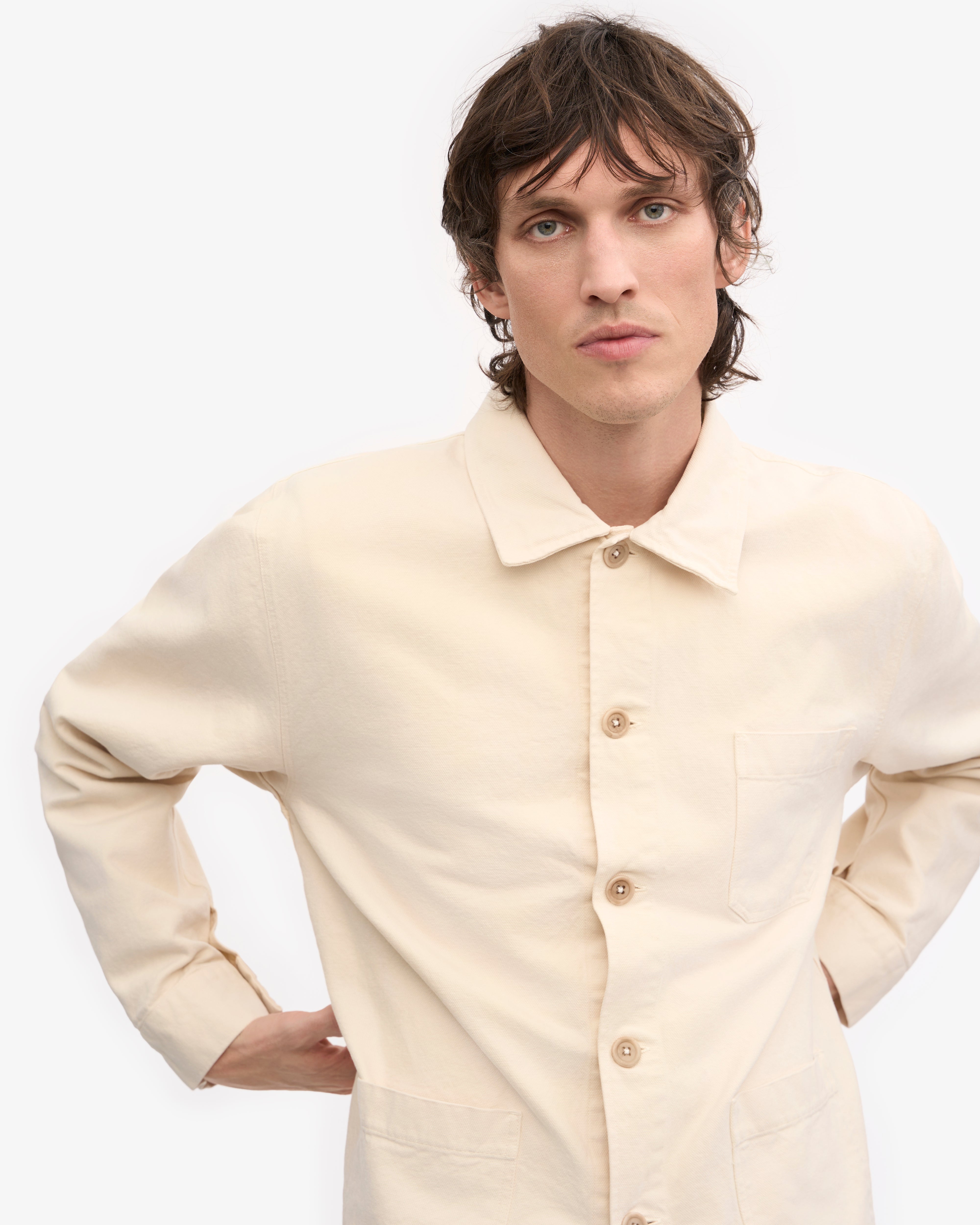 Organic Workwear Jacket for Men & Women | Ivory White Cotton Twill Jacket | Durable & Comfortable for Outdoor Work, Gardening & Casual Wear