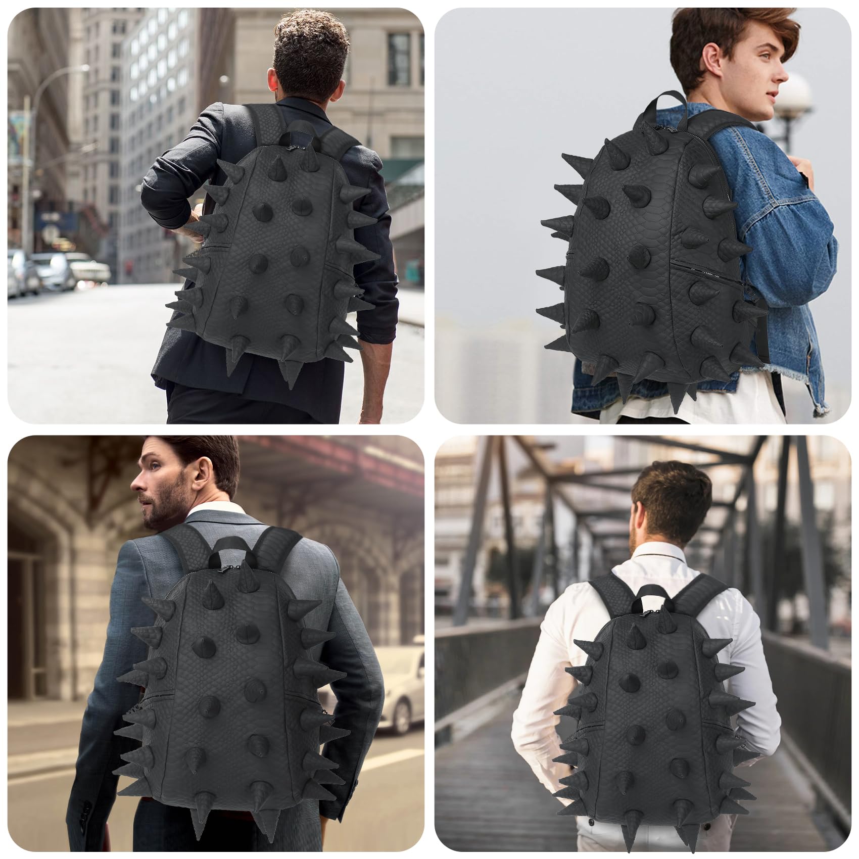Durable Waterproof 15.6 Inch Dinosaur Backpack for Men & Women - Ankylosaur Punk Laptop Daypack with Spikes, Fashion Commuter Travel & Shopping Backpack (Black) - Perfect for Work, School, College & Outdoor Adventures