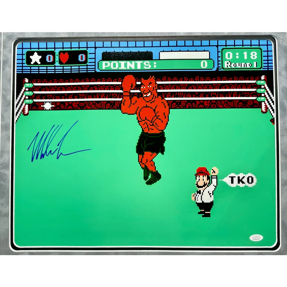 Mike Tyson Autographed Nintendo Punch-Out!! 16x20 Framed Photo with JSA Certificate - Signed Boxing Memorabilia & NES Collectible - Perfect for Game Room, Man Cave, or Sports Memorabilia Display