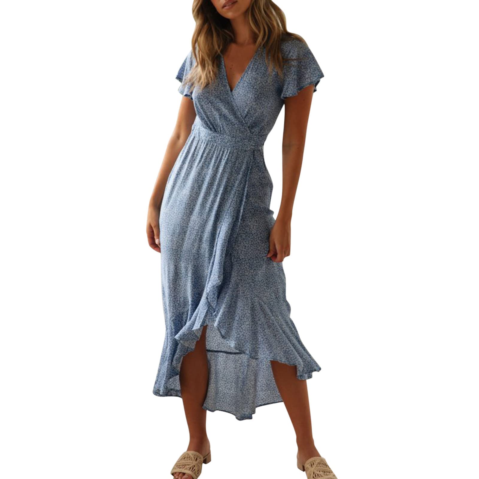 Elegant Women's Wedding Guest Dress with Bow & Ruffles - Slim Pencil Long Bandage Dress for Parties, Evening Events & Special Occasions