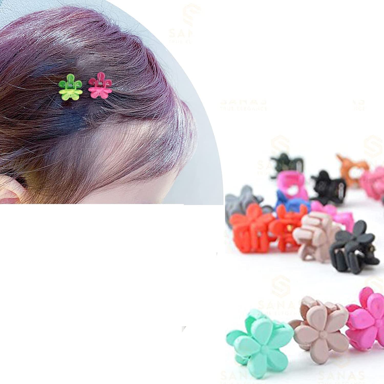 Yatthayuvicraft Mini Hair Claw Clips & Hairpins for Women, Girls & Kids - 100 PCS Small Flower Hair Clips in Multicolor | Perfect for School, Parties, Weddings & Everyday Hairstyles