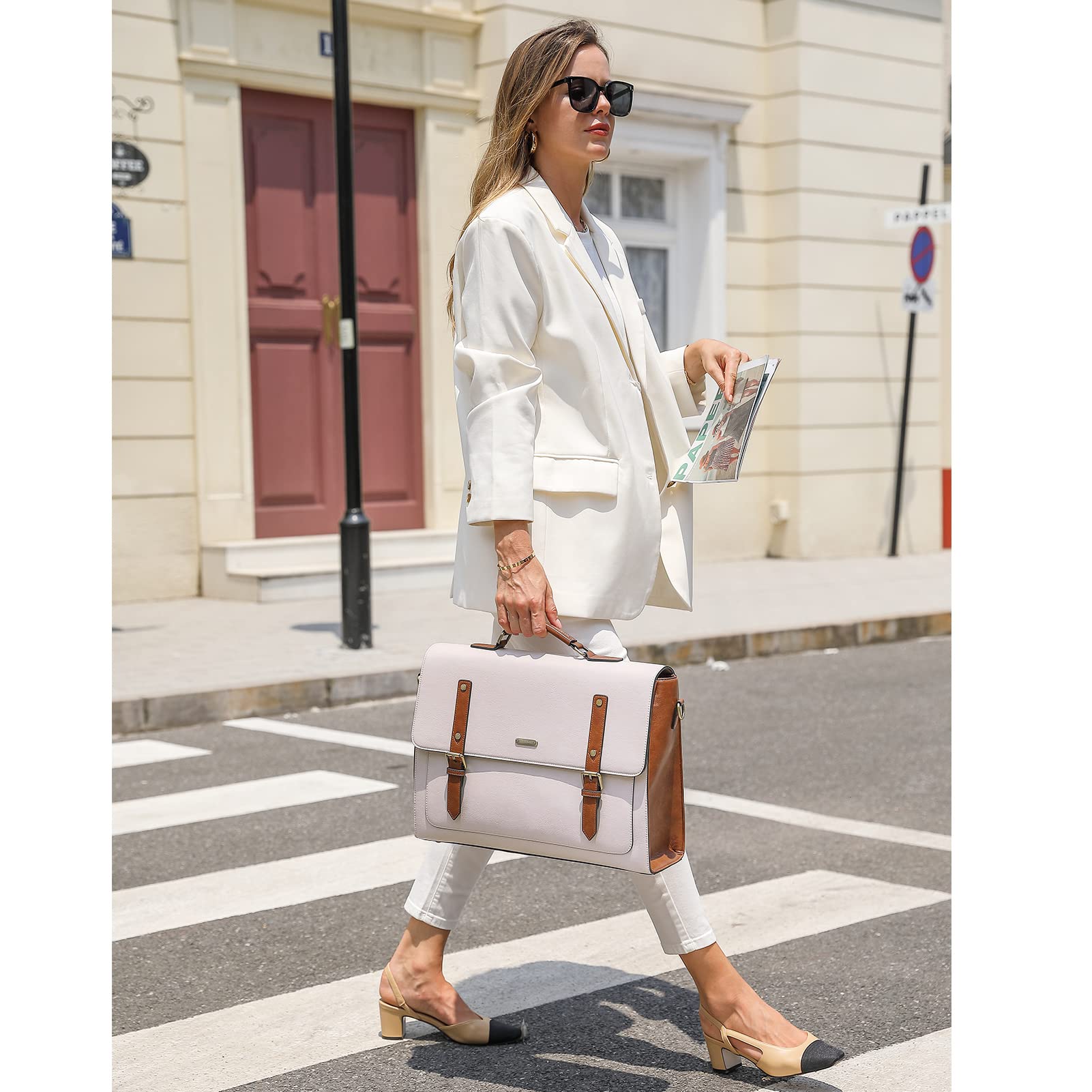 CLUCI Genuine Leather Briefcase for Women - 15.6 Inch Laptop Bag Professional Business Tote Work Handbag - Perfect for Office, Meetings & Business Travel