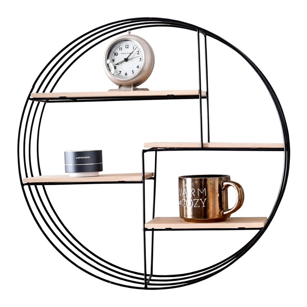 Floating Shelf Wall Mounted - Wrought Iron Circular Decorative Shelf for Home & Office - 19.7 x 3.9 x 19.7 Inches - Perfect for Living Room, Bedroom, Bathroom Storage & Display