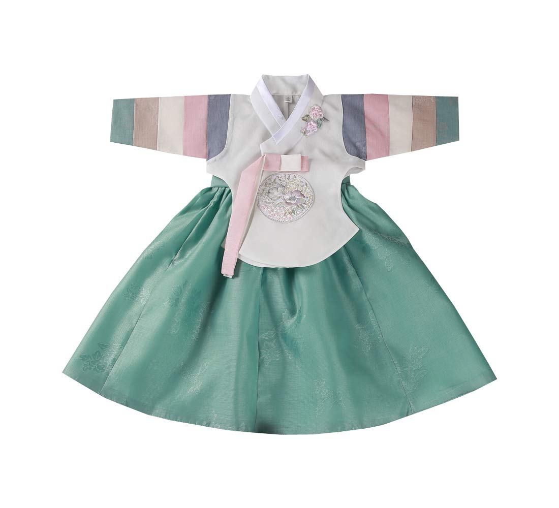 Korean Traditional Baby Hanbok Dress - Green Girl's Outfit for Birthday Party & Ceremony (Ages 1-8) | Perfect for Cultural Events, Photo Shoots & First Birthday Doljanchi