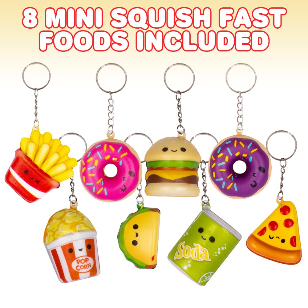 ArtCreativity Mini Squish Fast Food Toys - 8-Piece Stress Relief Set for Kids with Fun Food Designs | Slow-Rise Sensory Fidget Toys for Anxiety Relief | Perfect for Birthday Party Favors, Goodie Bags & Classroom Rewards | Great Gift for Boys & Girls Ages 3+