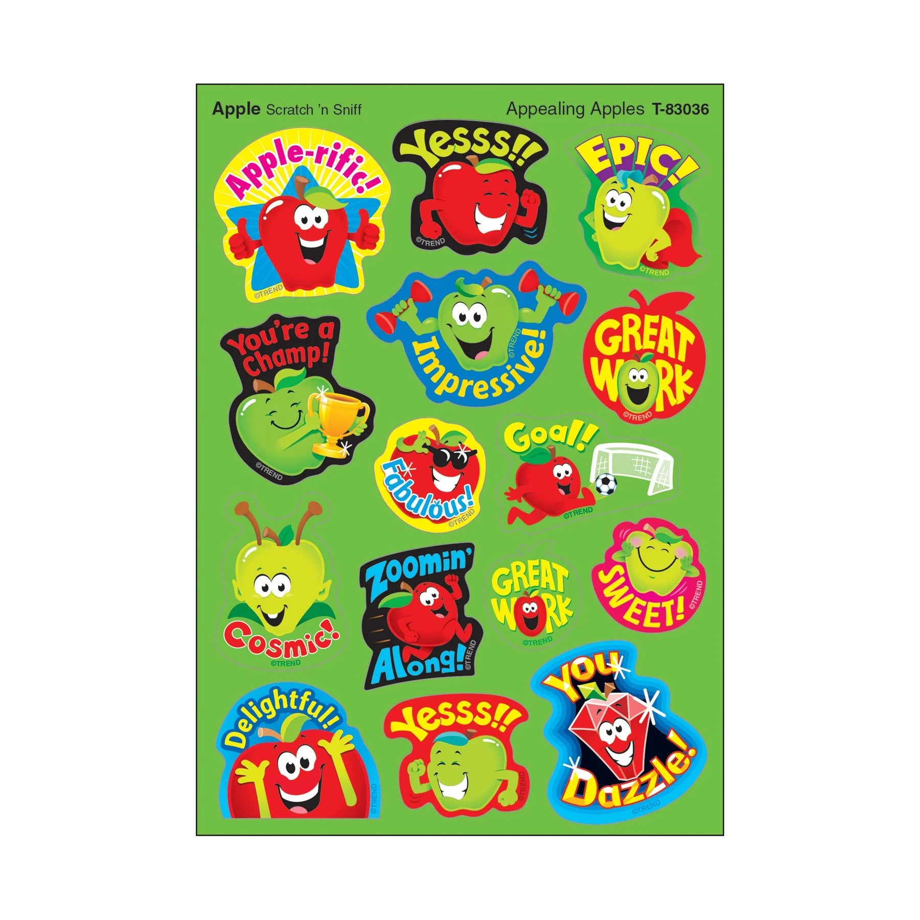 Fresh Apple Scent Scratch and Sniff Stickers - Fun Mixed Shapes for Kids, DIY Crafts, and Classroom Rewards