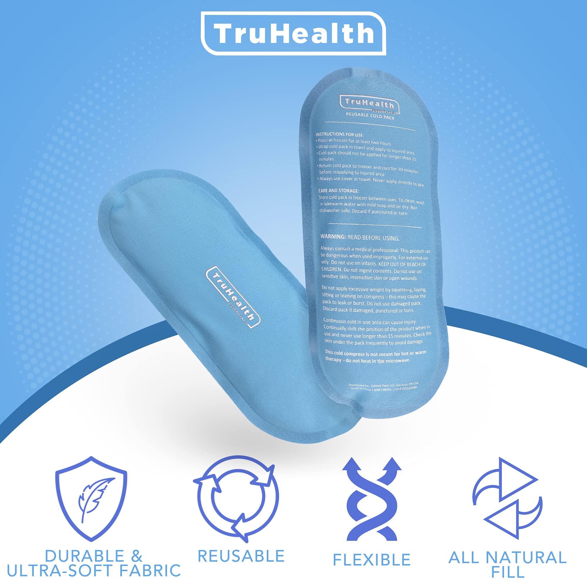 Reusable Gel Ice Packs for Pain Relief - FSA HSA Approved Large 4.5 x 9.5 Inch Cold Compress Therapy - Soft Reusable Ice Packs for Body, Back & Knee Pain Relief - Perfect for Sports Injuries, Post-Surgery Recovery & Muscle Soreness