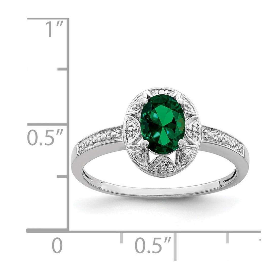 925 Sterling Silver Diamond & Emerald Ring for Women - Elegant 2mm Wide Polished Band, Perfect for Weddings, Anniversaries & Special Occasions