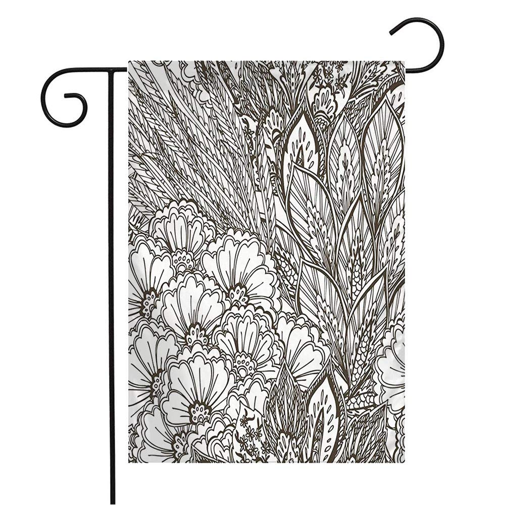Vintage Eastern Pattern Welcome Garden Flag - 12x18 Inch Black & White Spiral Abstract Design for Patio, Lawn & Outdoor Decor | Perfect Seasonal Gift for Home & Garden Enthusiasts | Ideal for Front Yard, Porch, and Seasonal Celebrations