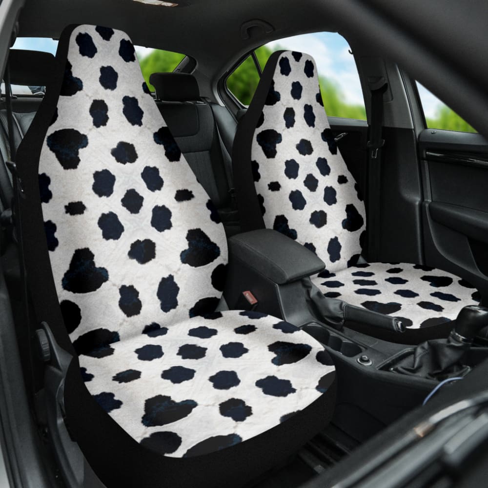 Premium Black and Blue Cowhide Print Car Seat Covers - Best Gift for Car Lovers - Durable, Stylish Protection for Sedans, SUVs, and Trucks