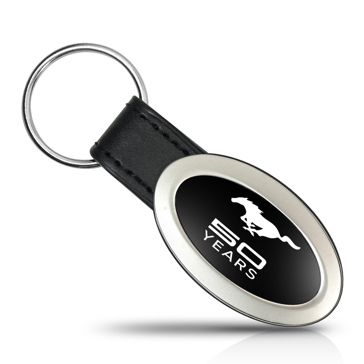 Ford Mustang 50th Anniversary Metal Key Chain - Commemorative Oval Style Key Fob for Ford Mustang Lovers - Perfect for Car Enthusiasts, Gifts & Collectibles