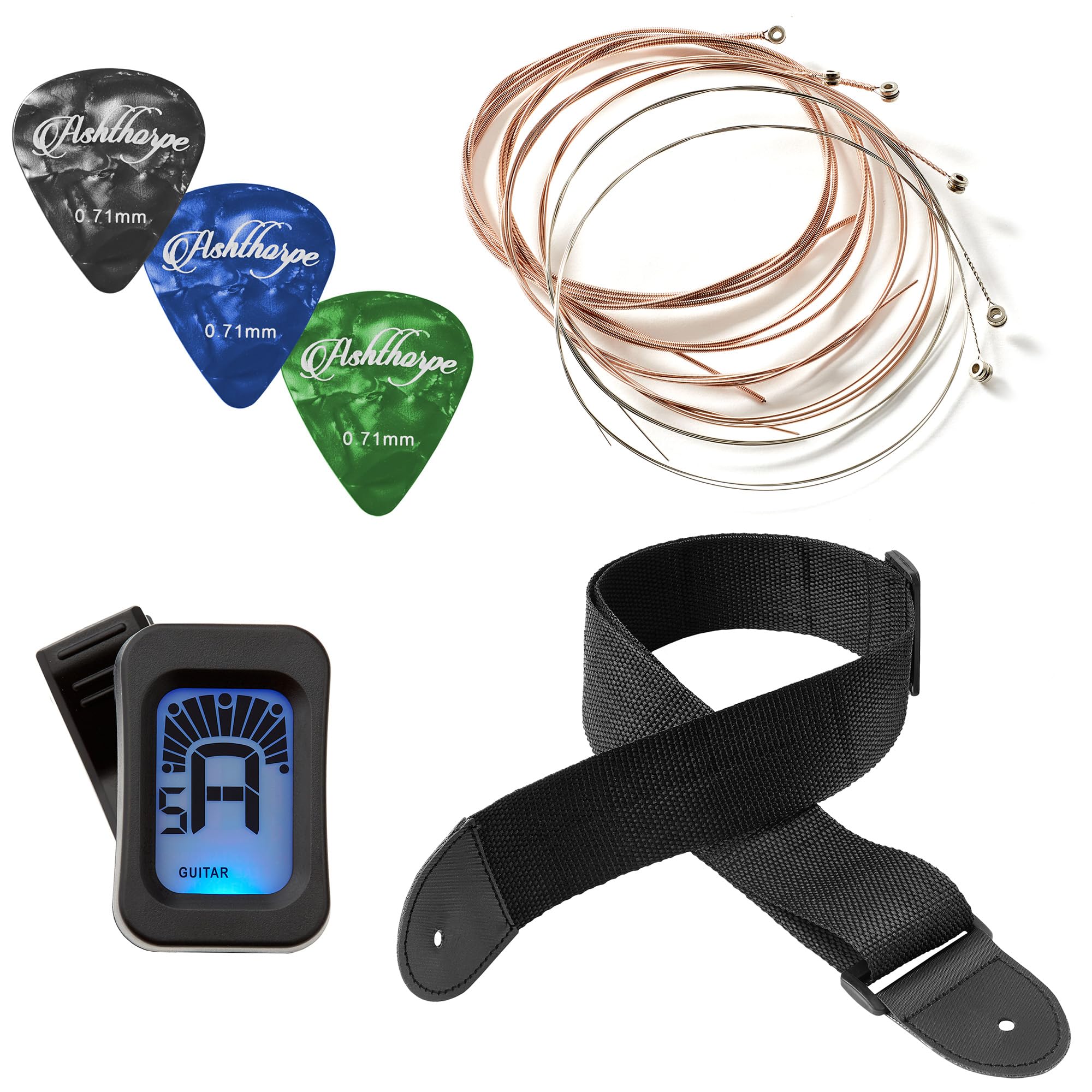 Ashthorpe 30-Inch Beginner Acoustic Guitar Starter Kit (Black) - Includes Gig Bag, Strings, Strap, Tuner & Picks - Perfect for Kids, Teens & Adult Beginners Learning Guitar at Home, School or Camp
