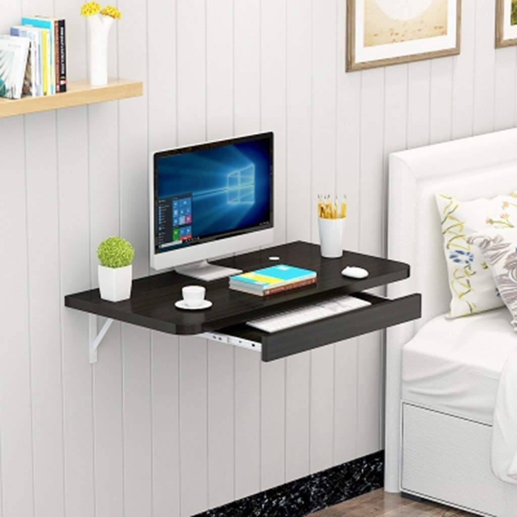 Wall-Mounted Laptop Desk - 60CM Black Foldable PC Table for Home Office, Kitchen, Dining, Kids Study & Small Space Workstation