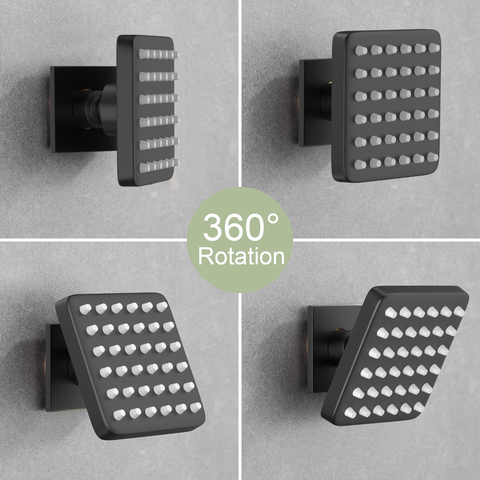 3-Inch Matte Black Square Shower Body Spray Jets - 4 Pack Adjustable Brass Shower Jets with On/Off Flow Control | Perfect for Spa-Like Bathroom Upgrades & Luxury Shower Systems