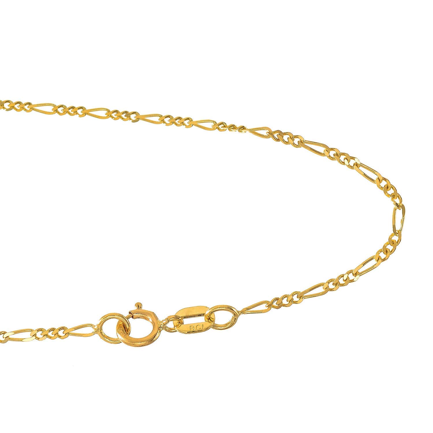 14K Yellow Solid Gold Figaro Chain Necklace - 1.9mm Dainty Gold Necklace for Women, Men | Elegant Layering Piece, Gift for Anniversary, Birthday, Valentine's Day