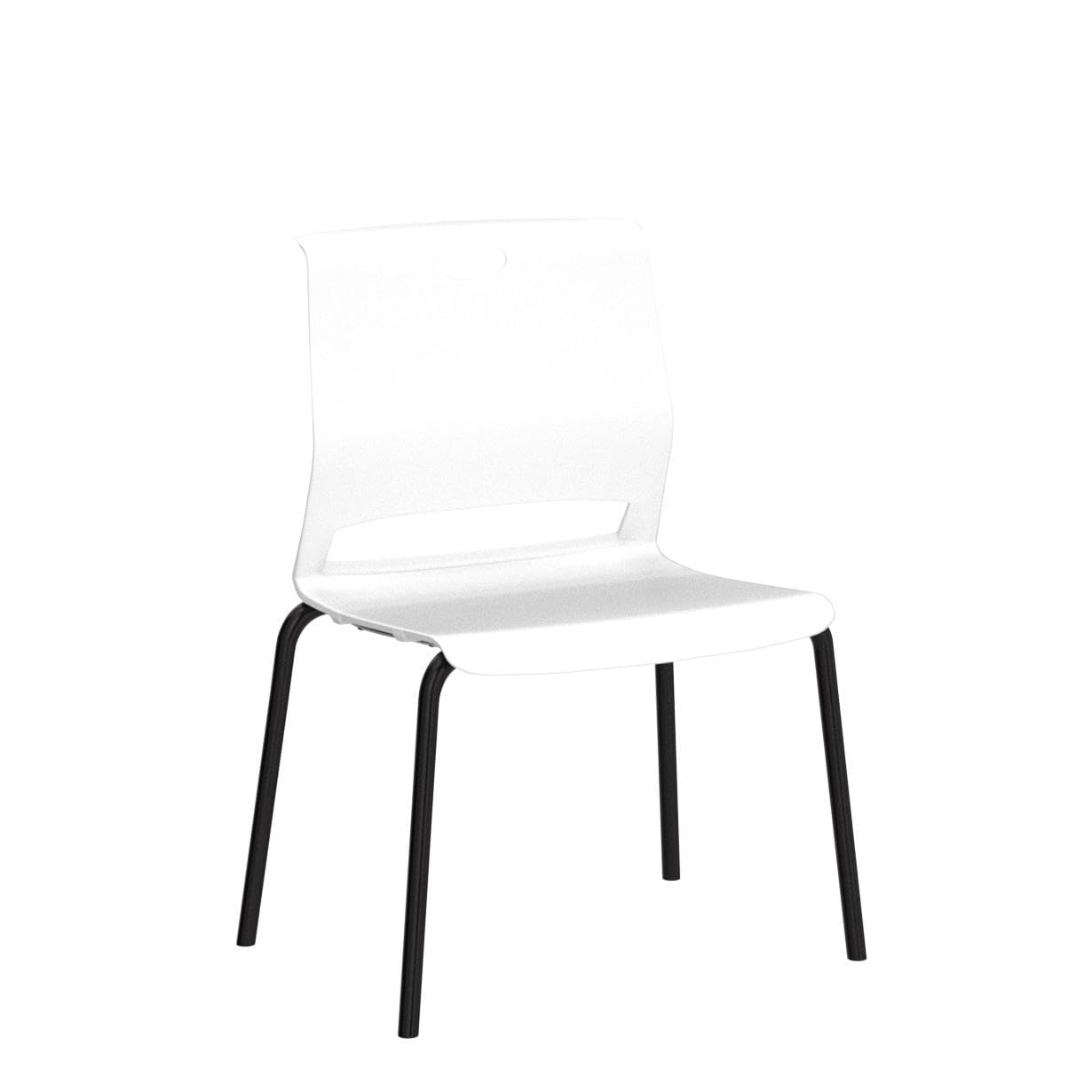 White Stackable Chairs Set of 4 - Modern Plastic Dining Chairs with Wide Seat for Office, Conference Room, Living Room & Classroom - Perfect for Home, Office & Commercial Spaces