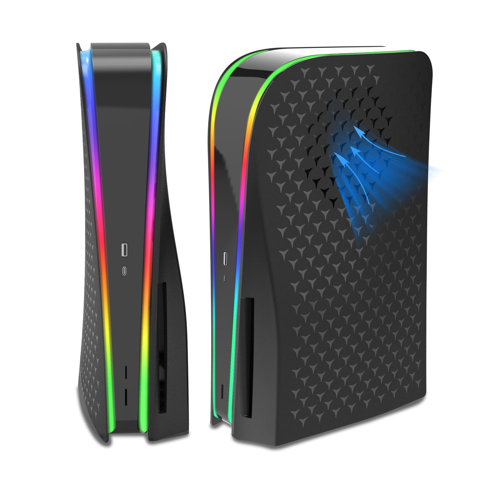 RGB LED PS5 Faceplate with Dust Filter - Cooling Vents Cover for PlayStation 5 Disc Edition - Gaming Setup Accessory
