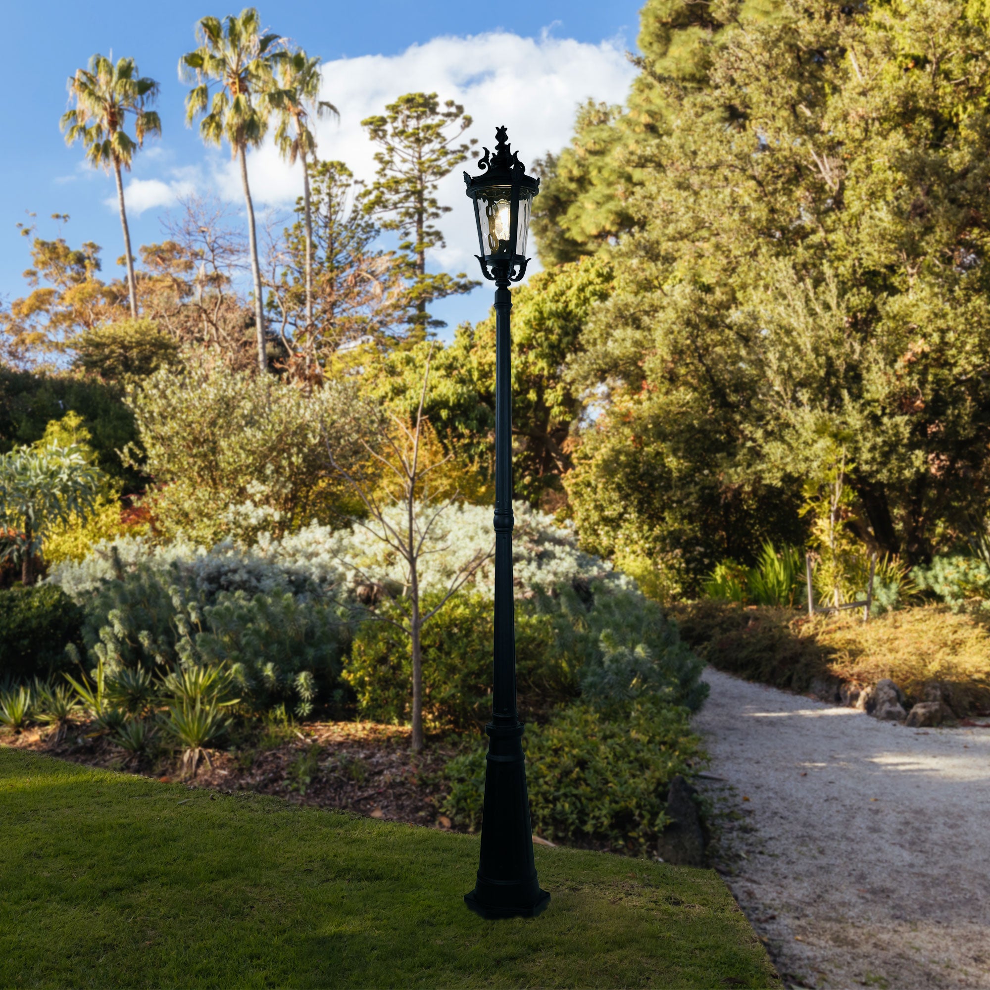 ALBION Black IP44 E27 221cm Traditional Outdoor Post Light for Garden, Pathway, and Driveway Lighting