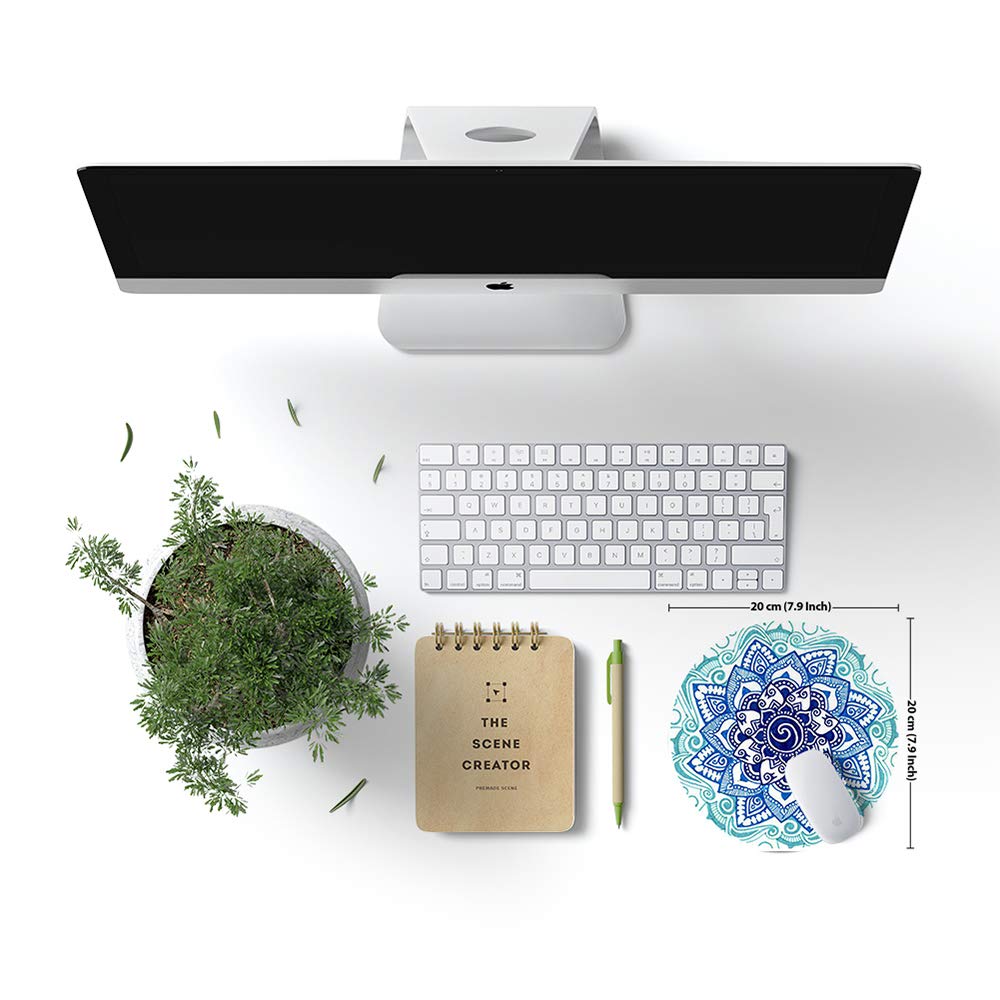BOSOBO Round Mandala Mouse Pad - Non-Slip Rubber Floral Design with Stitched Edge, 7.9 x 7.9 Inch Cute Circular Mouse Mat for Girls & Women | Perfect for Office, Gaming & Home Computer Use
