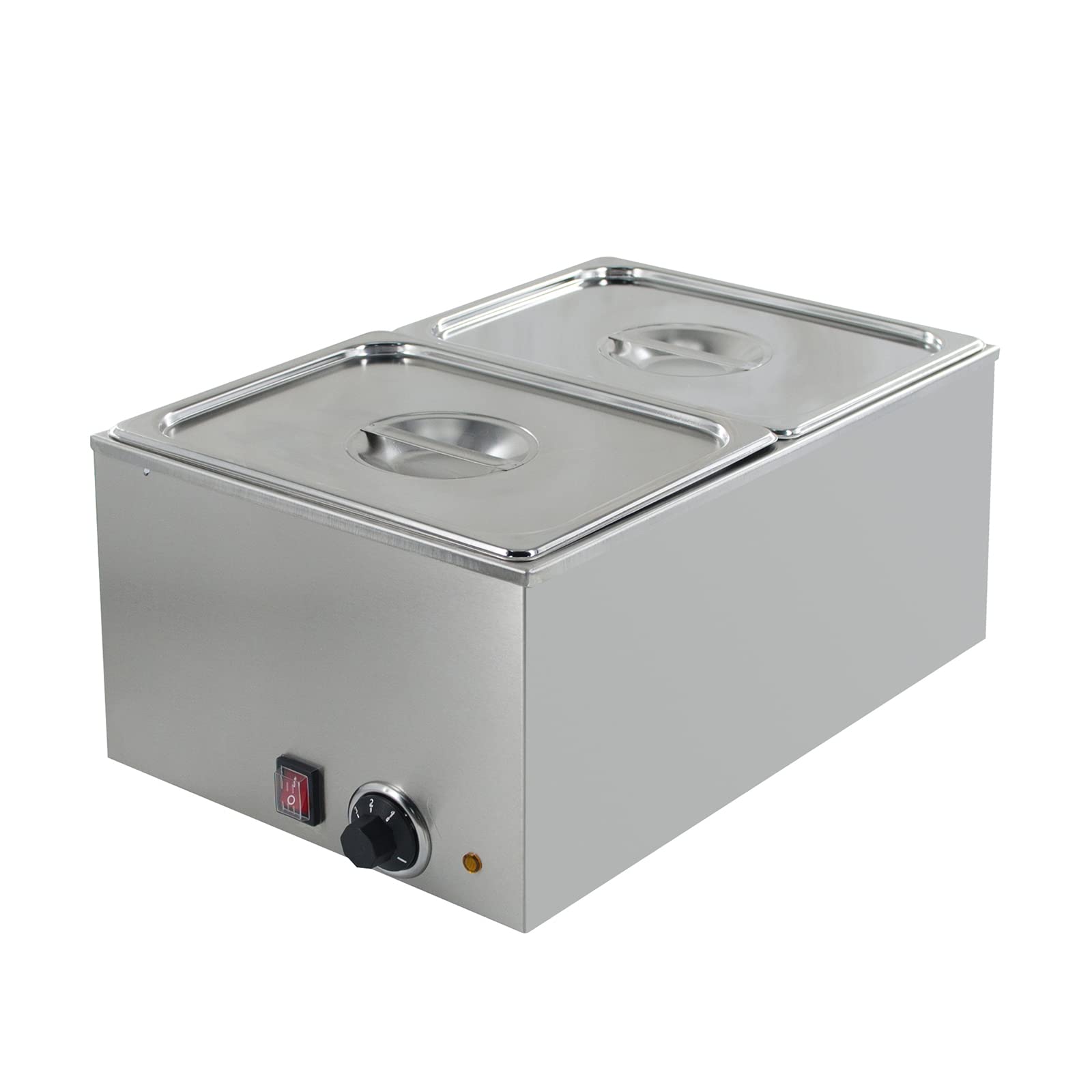 Commercial Food Warmer - 2-Pan Electric Steam Table with Temperature Control & Lids, 1200W Buffet Bain Marie for Restaurants, Catering & Events - Keeps Food & Sauces Hot (10.6 QT/Pan, 120V) - Perfect for Buffets, Banquets, and Food Service Stations