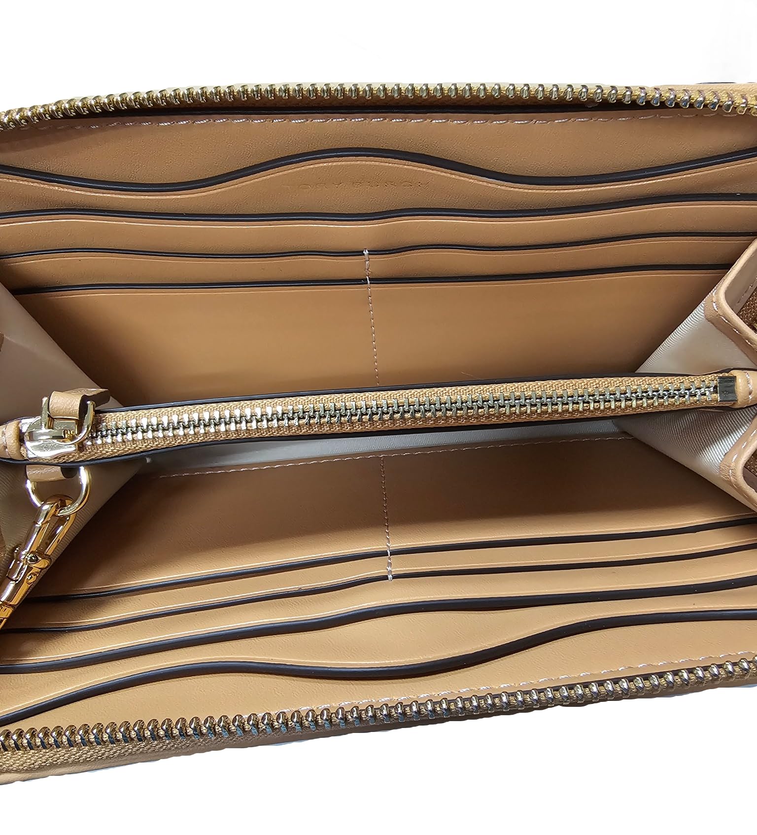 Tory Burch Thea Raffia Khaki Gold Hardware Women's Zip Continental Wallet with Card Case - Stylish & Functional Women's Accessory for Everyday Use, Travel, and Special Occasions