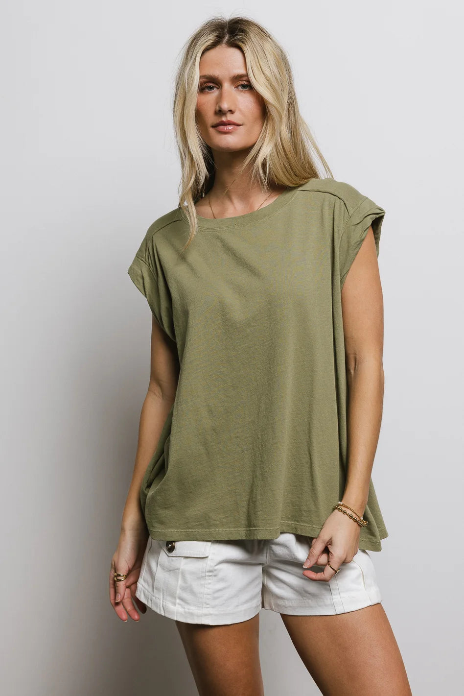 Aviana Women's Muscle Tee in Moss Green - Soft Stretch Workout Top for Yoga, Gym & Casual Wear - Final Sale
