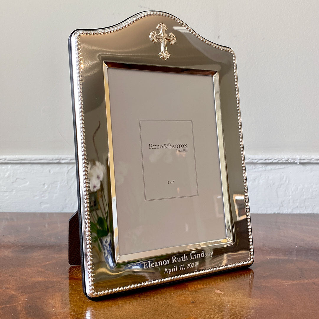 Silver Plated Abbey Cross 4x6 Picture Frame - Perfect for Home Decor, Wall Display & Gift Giving