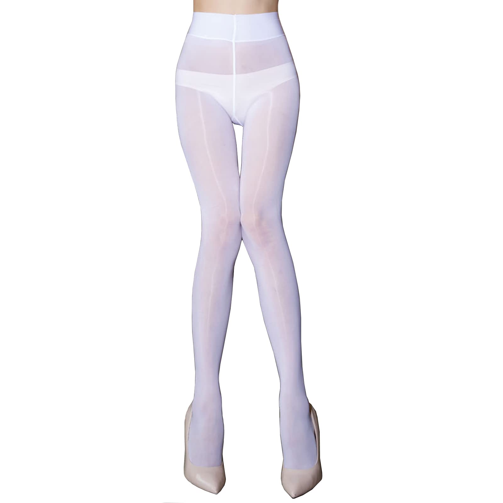 HTRUIYA Women's 8 Denier Sheer Tights - High Waist Smooth Stockings, Shiny Silk Pantyhose for Everyday Wear, Office & Special Occasions