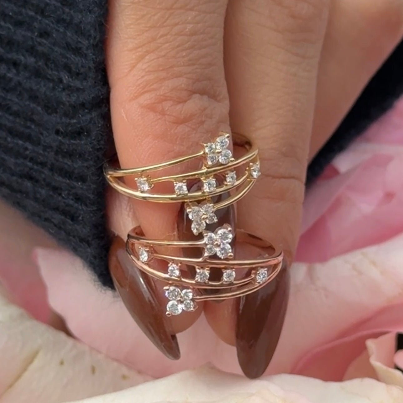 14k Yellow Gold Diamond Butterfly Wrap Cocktail Ring - Elegant Statement Jewelry for Women, Perfect for Parties, Weddings & Special Occasions