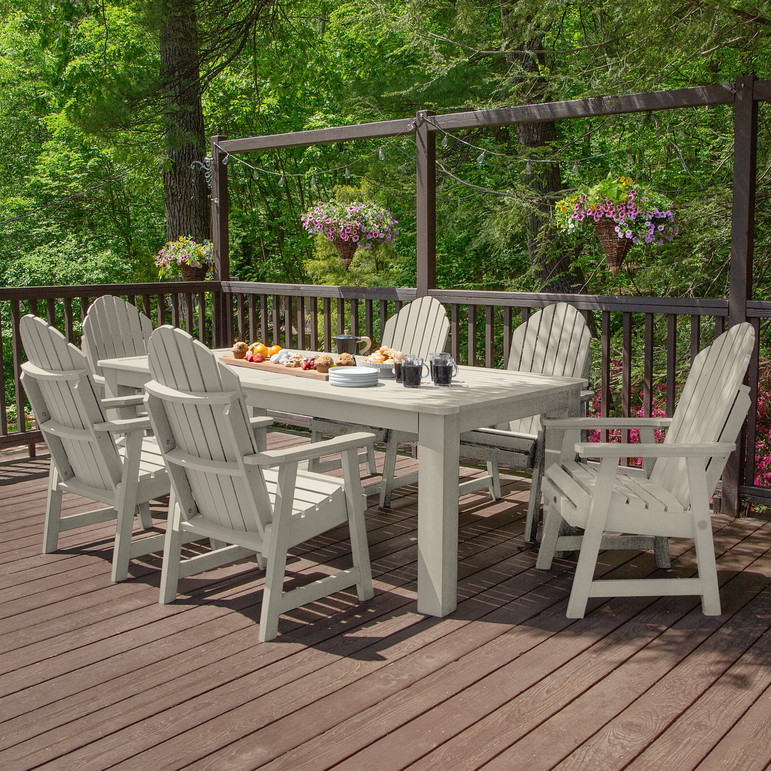 Premium Hamilton 7-Piece Outdoor Dining Set 42x84 Inches - Patio, Garden, Backyard Furniture for Dining & Entertaining