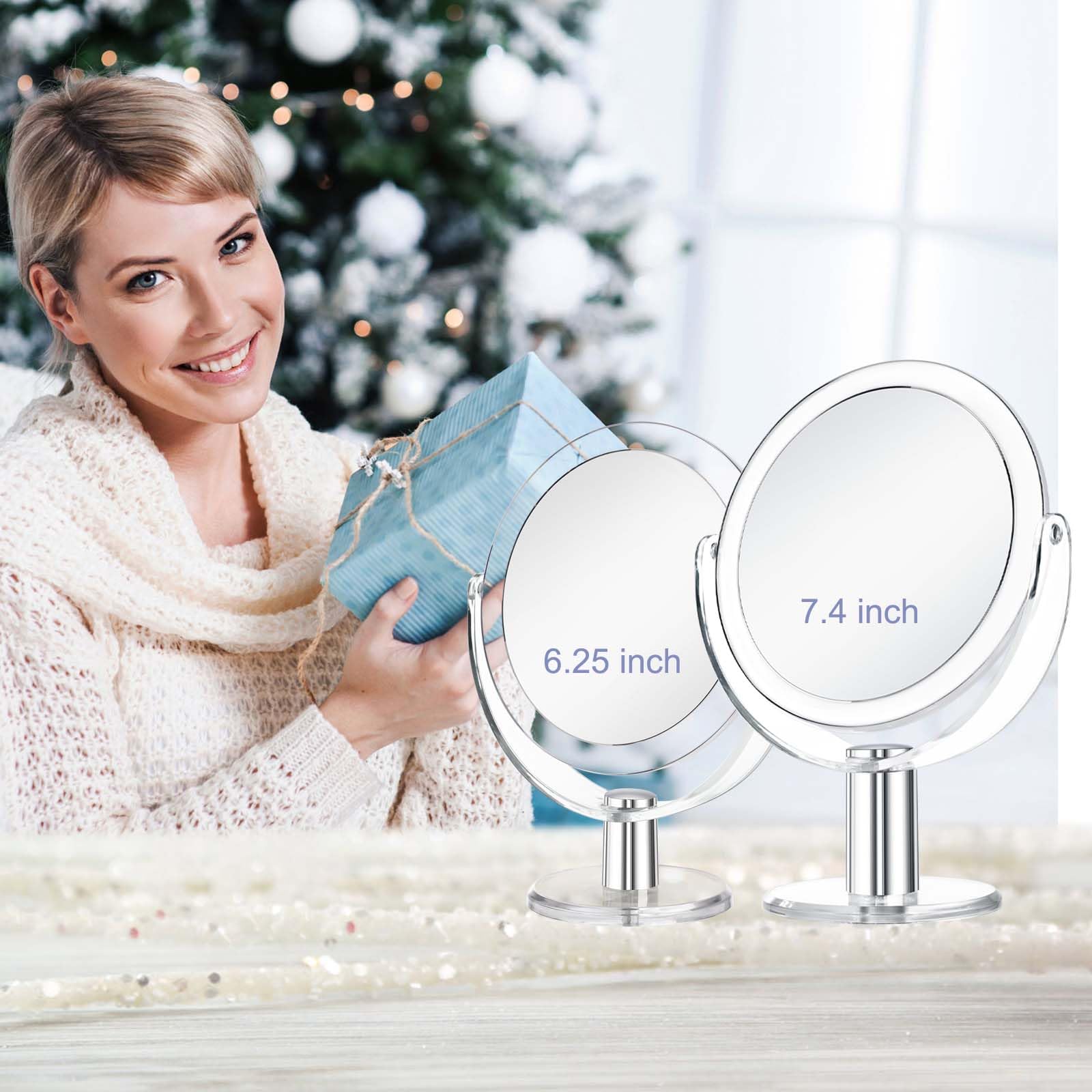 Vanity Mirror with Stand - 1X/15X Magnification Double Sided 360° Swivel Makeup Mirror (7.4 Inch) for Precise Makeup Application, Skincare & Eyebrow Grooming - Perfect for Bathroom, Bedroom & Travel