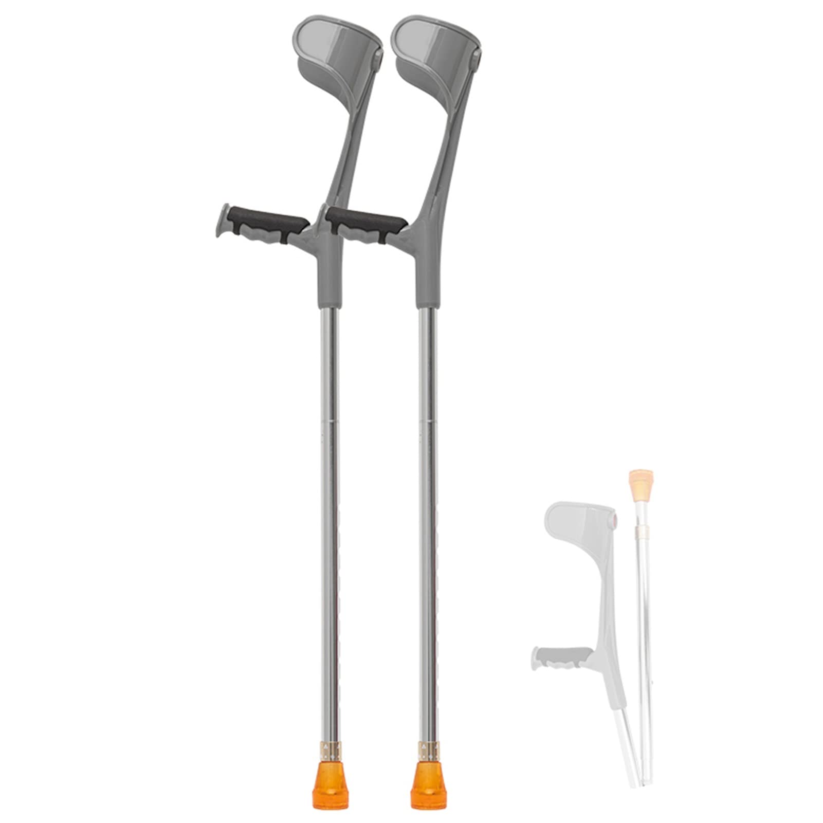 Lightweight Aluminum Folding Forearm Crutches for Adults - Ergonomic Design, Adjustable Height (1 Pair, Silver) - Perfect for Travel, Work, and Daily Mobility Support