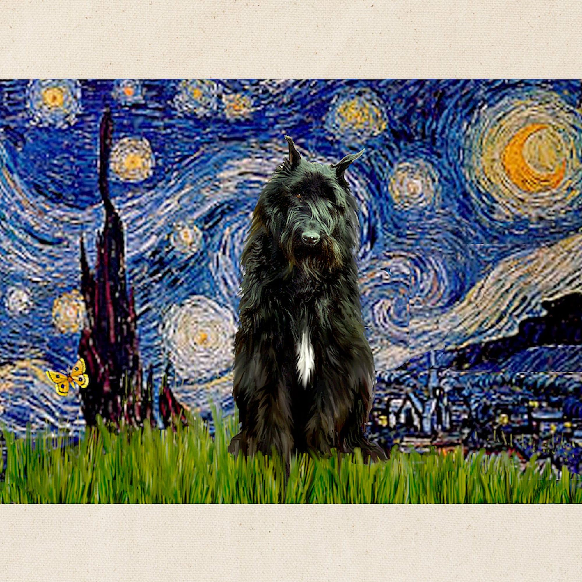 Starry Night Bouvier Tote Bag - Natural Canvas Reusable Shopping Bag for Groceries, Beach & Everyday Use | Eco-Friendly Cotton Tote with Artistic Design