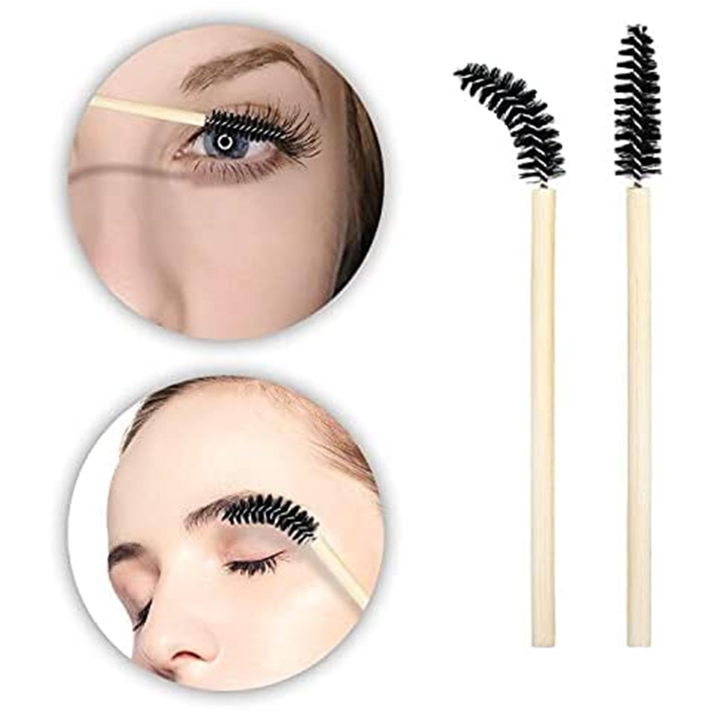 Premium Disposable Wooden Mascara Wands - Pack of 50 (Black) for Salon & Home Use - Perfect for Lash Extensions, Makeup Application & Sanitary Touch-Ups